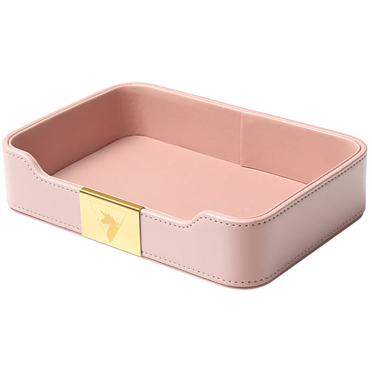 SANZIE Luxury Leather Tray Desktop Storage Catchall Organizer Decorative Tray for Entryway Table to hold Jewelry Watch Cosmetics Keys Phone Wallet Home & Office Accessories