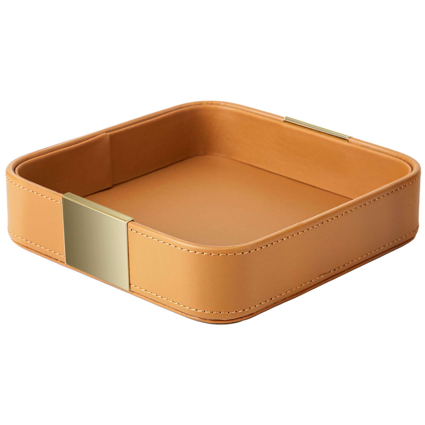 SANZIE Luxury Leather Tray Desktop Storage Small Catchall Organizer Decorative Tray for Entryway Table to hold Jewelry Watch Cosmetics Keys Phone Wallet Home & Office Accessories