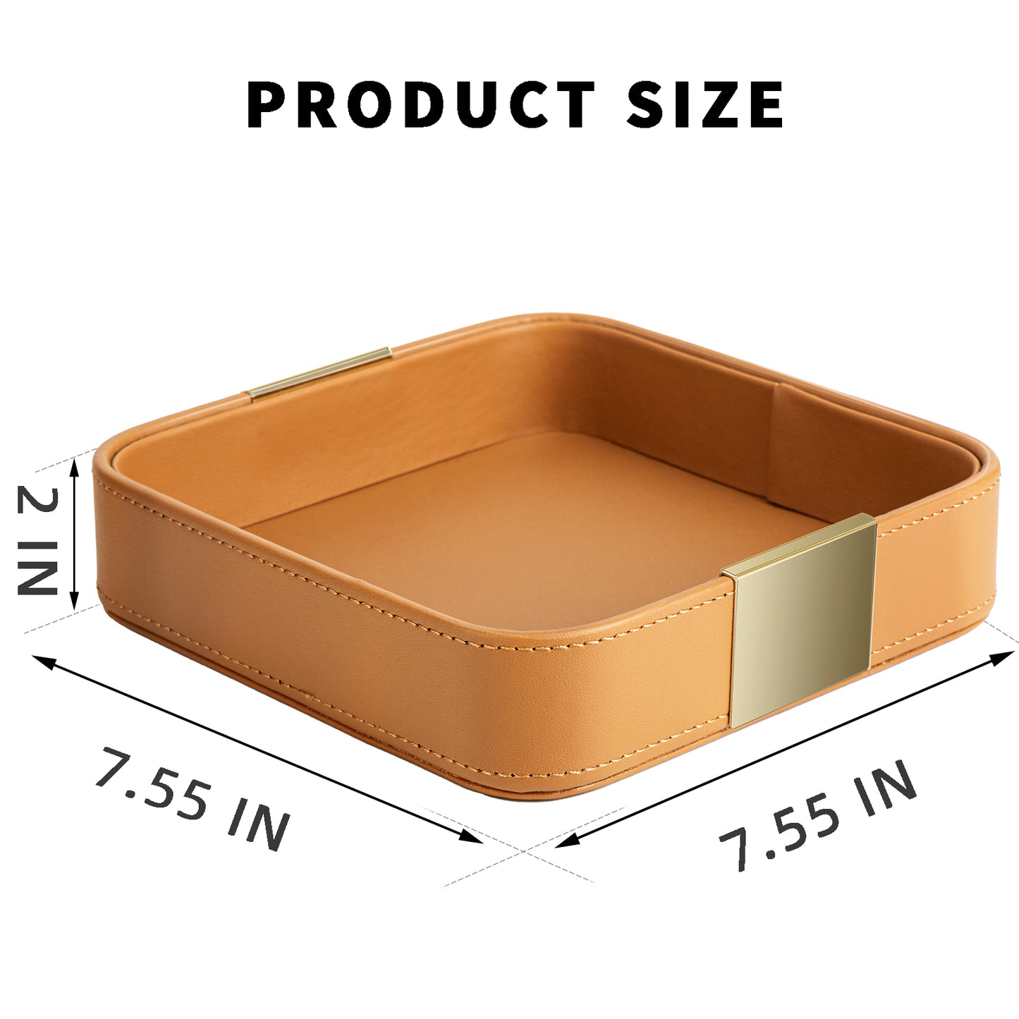 SANZIE Luxury Leather Tray Desktop Storage Small Catchall Organizer Decorative Tray for Entryway Table to hold Jewelry Watch Cosmetics Keys Phone Wallet Home & Office Accessories